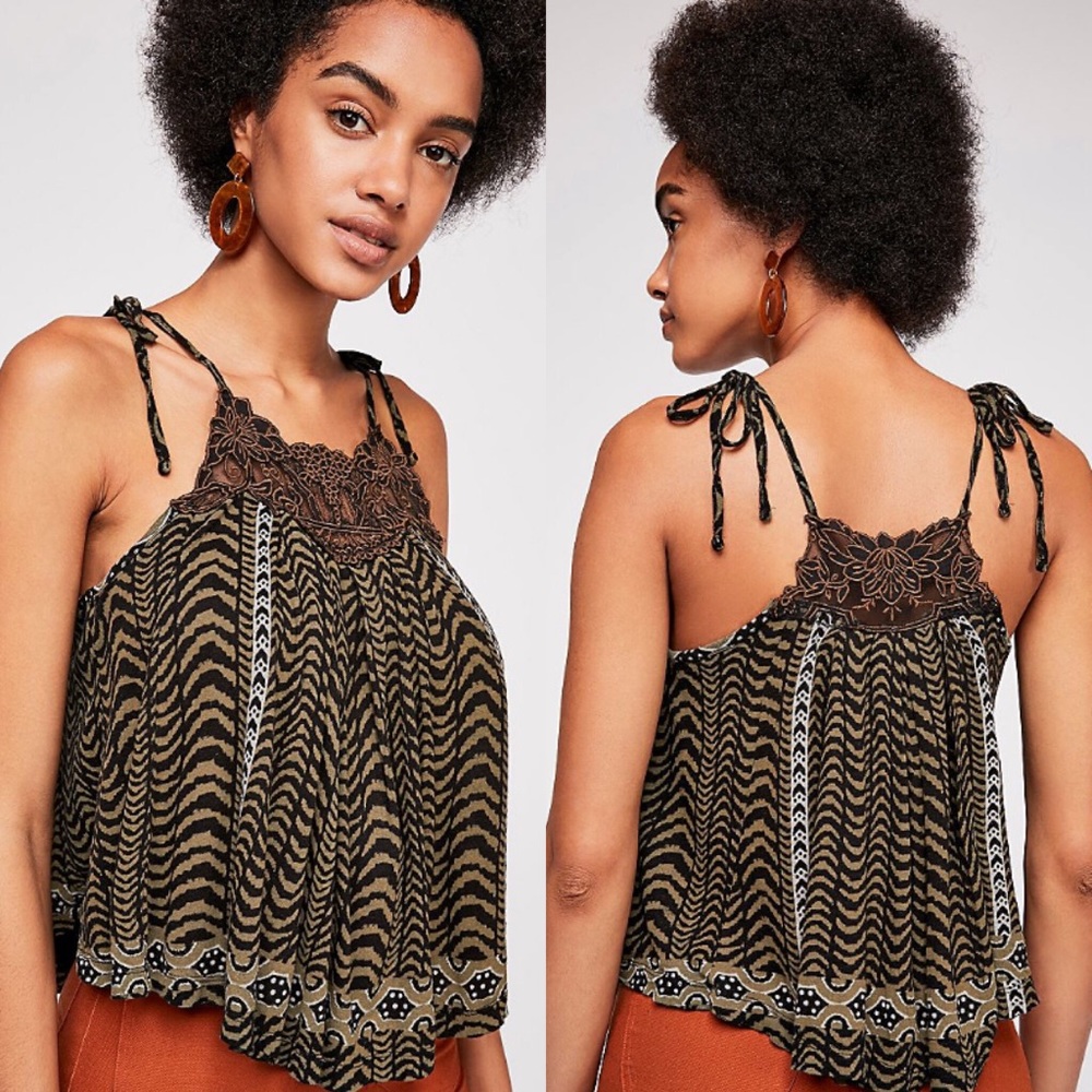 Free People Wild at Heart Tank in Black Combo